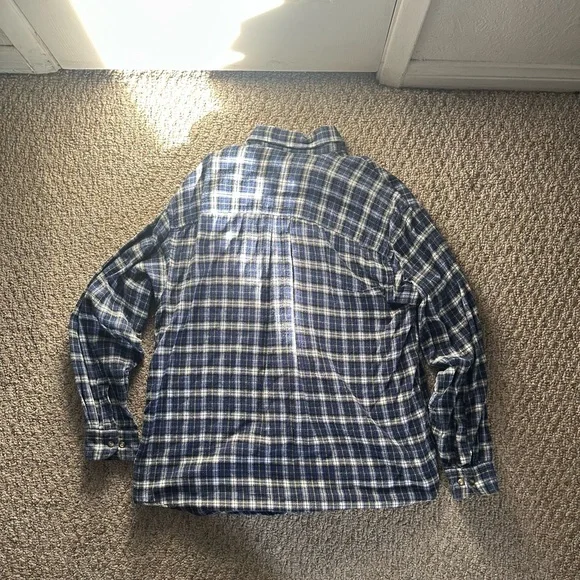 Van Heusen Flannel Plaid Button-Up Shirt Blue Button-Down Collar M 15-15 1/2 - Picture 3 of 4